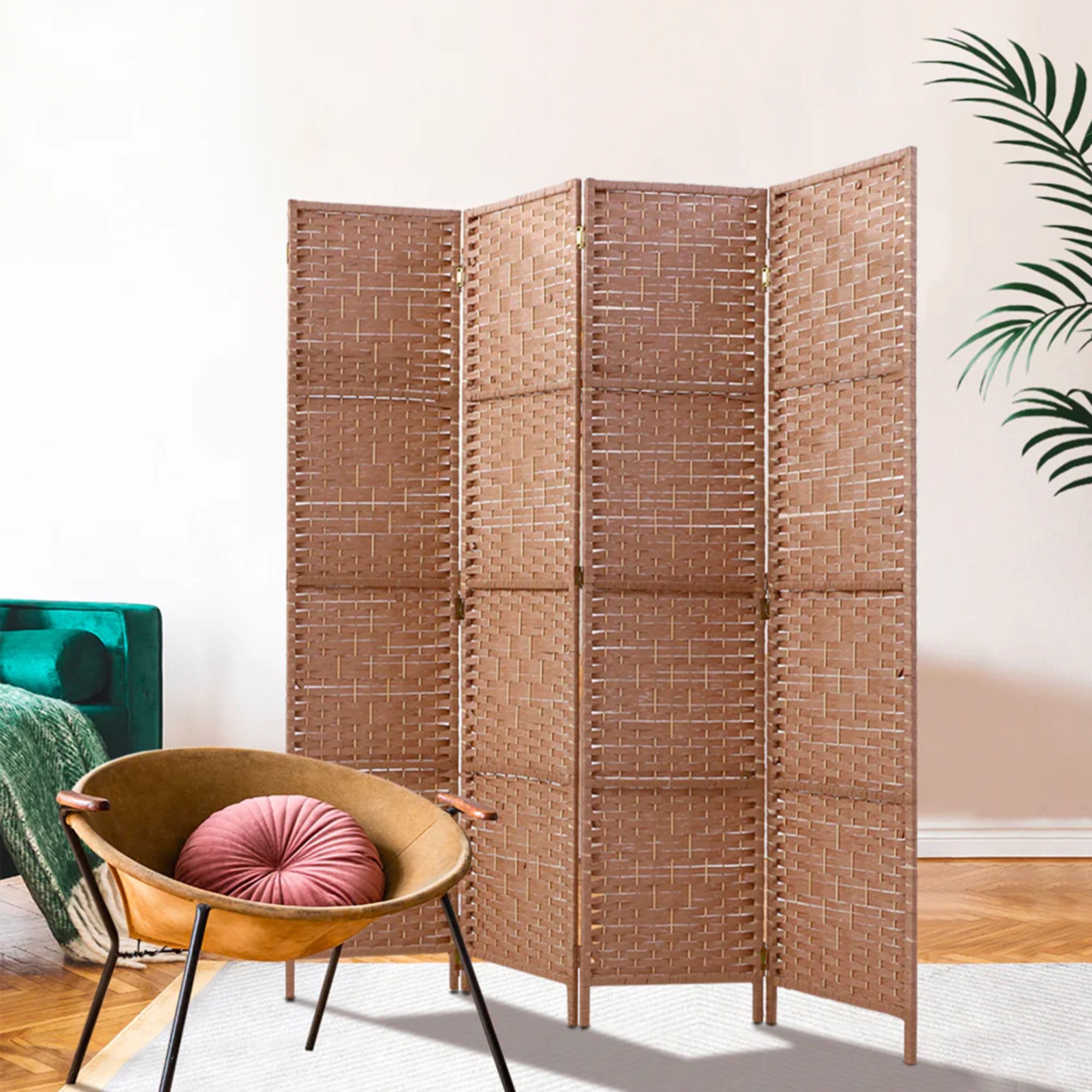 Artiss 4 Panel Rattan Room Divider Natural Kitchen Warehouse™